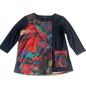 Ali Miles Large Tunic Abstract Watercolor Artsy Art To Wear Mixed Media Pocket